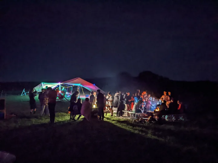 The festival space at night